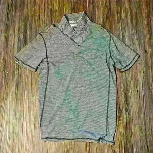 Mens English Laundry Blue and White Stripe Polo